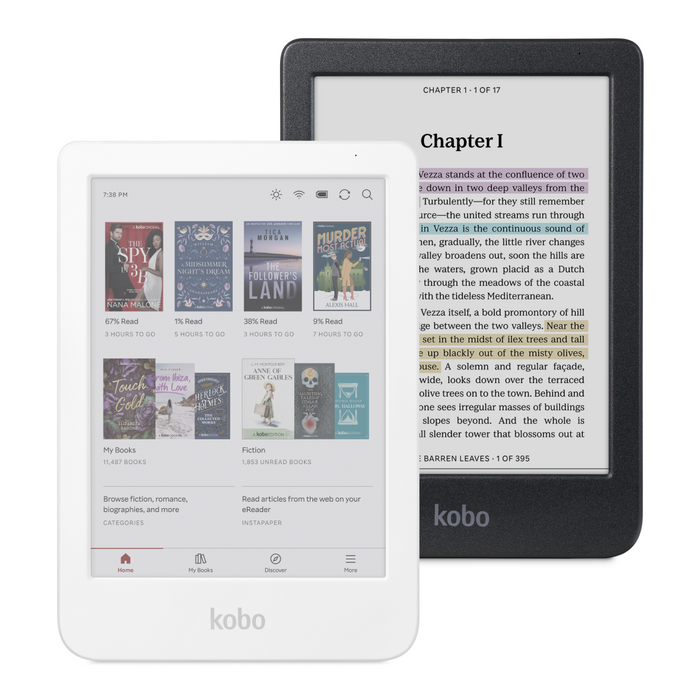 White and Black Kobo Clara Colour front view.