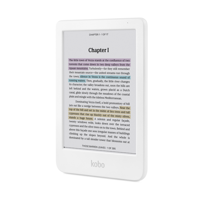 White Kobo Clara Colour angled front view.